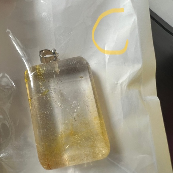 1pc Natural Gold Rutile Quartz Crystal Pendant - Perfect for DIY Necklace Making - Picture 6 of 10